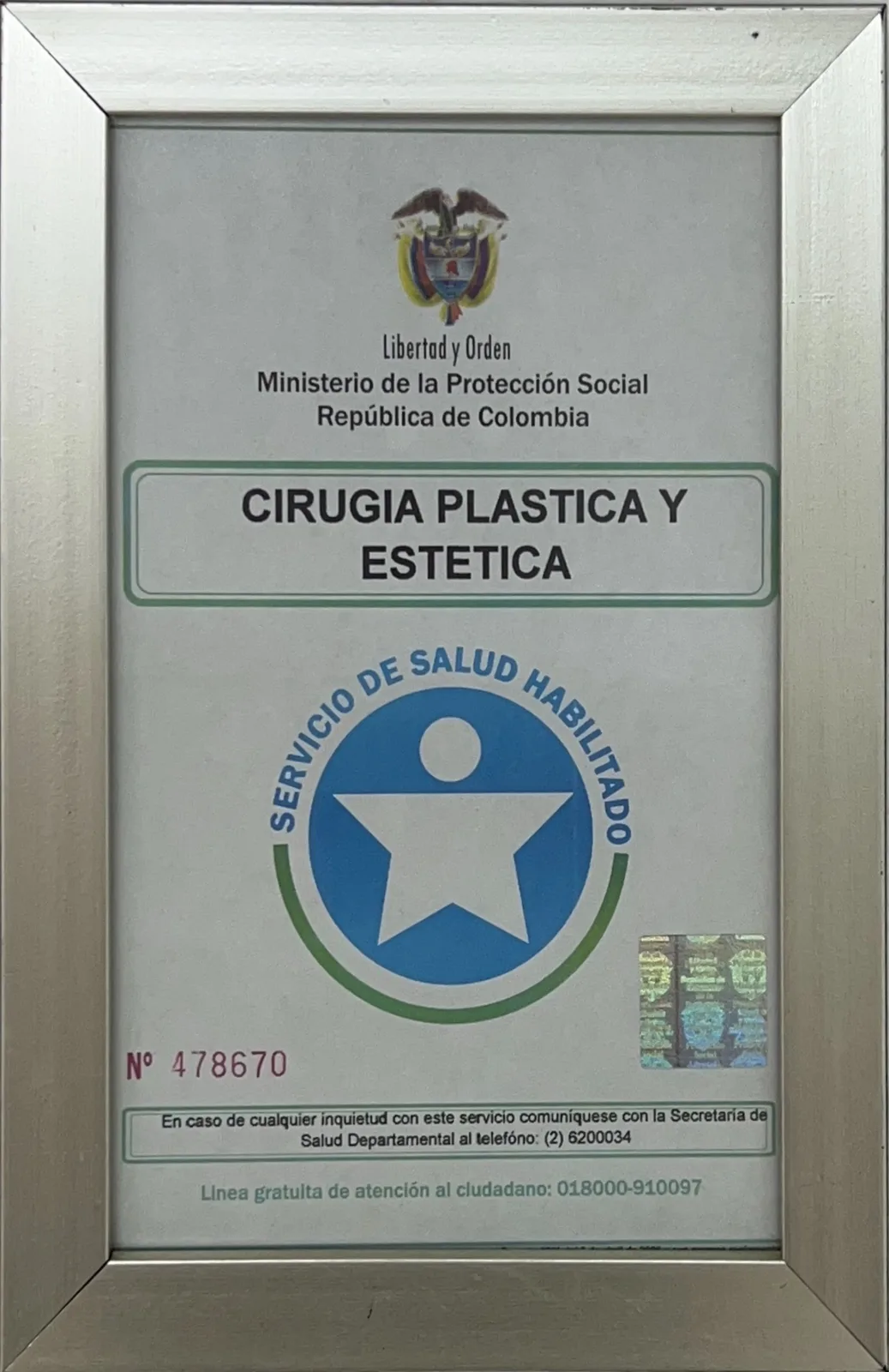 Servicio de Salud Habilitado — Cirugía Plástica y Estética